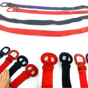Vintage suede leather belt collection Two Blondes red black wide Mexico blue